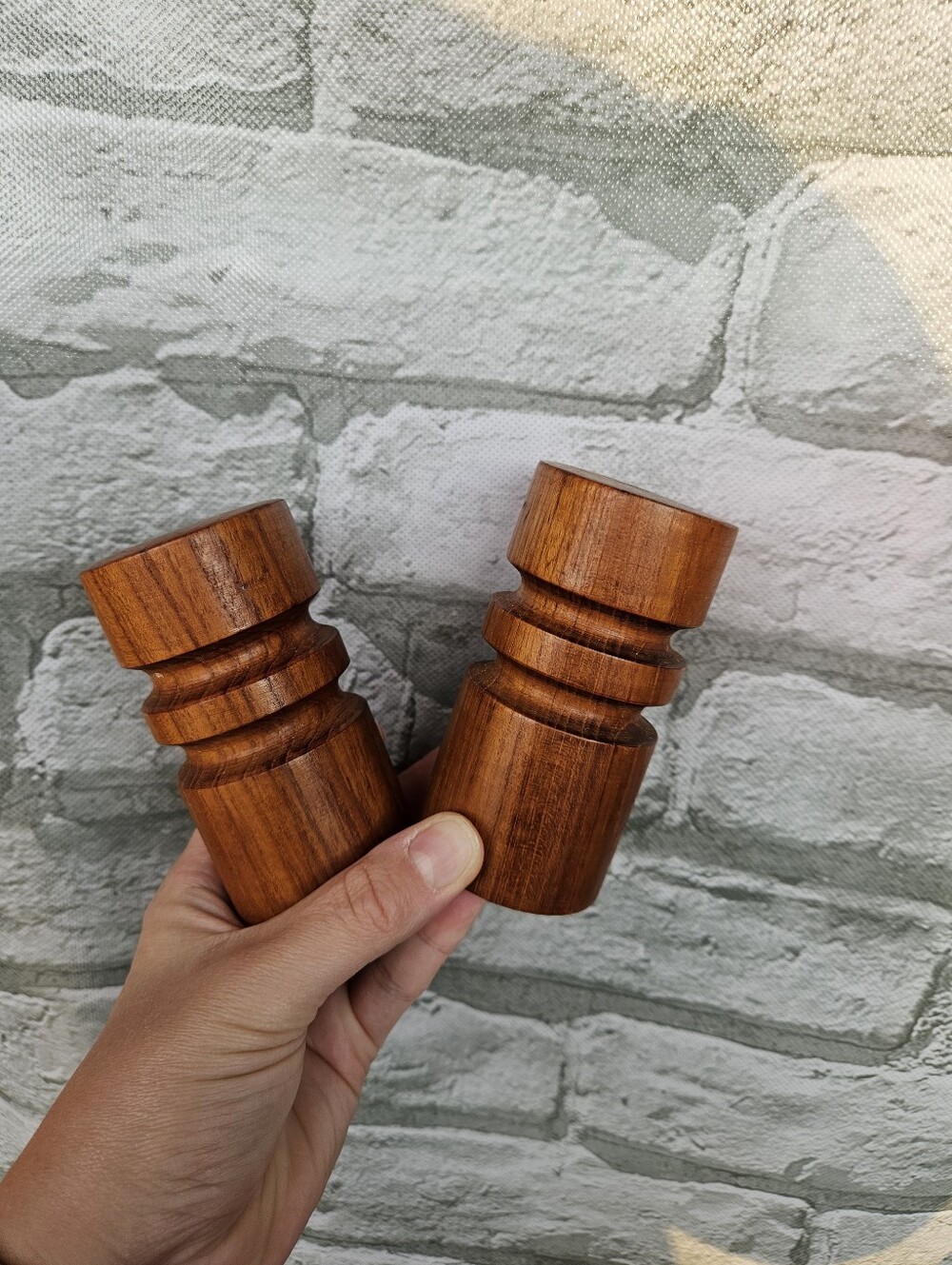 Authentic Hand-turned Teak Salt & Pepper Shakers